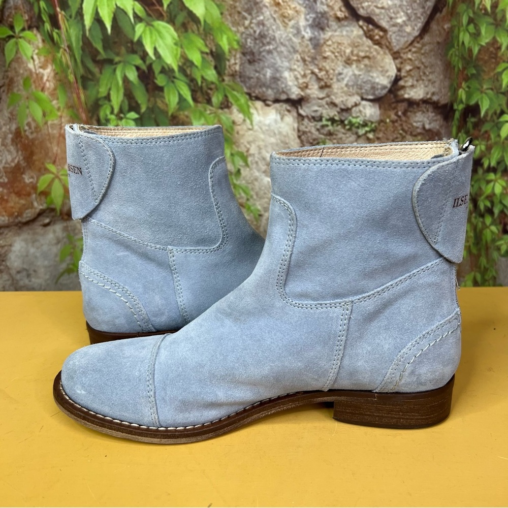 ILSE JACOBSEN Cloudy Blue Suede Leather Back Zip Ankle Boots, 37 - Picture 14 of 16